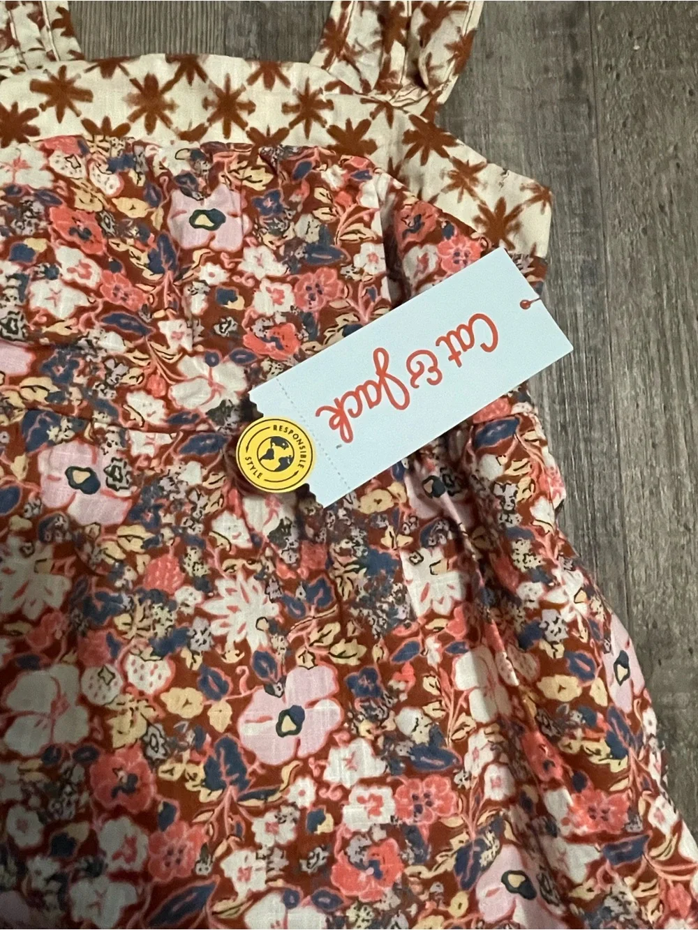 Toddler Girls' Floral Sleeveless Sun Dress 18 Months ~ Retro star Neckline ~ NWT